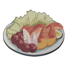 Vegetables on a plate. Healthy food vector illustration