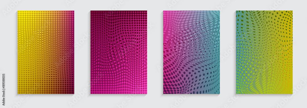 Poster vector illustration of bright color abstract pattern background with halftone motif for minimal dyna