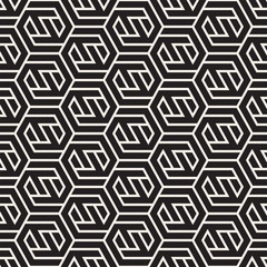 Vector seamless stripes pattern. Modern stylish texture with monochrome trellis. Repeating geometric hexagonal grid. Simple lattice design.