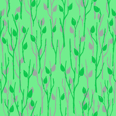 Seamless Botanical Pattern with Briar Branches in Asian Style.