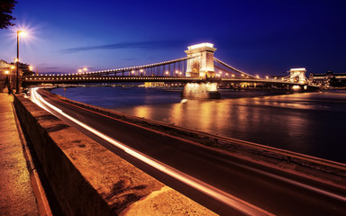 Chain bridge Budapest, Hungary at night
