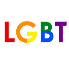LGBT letters representing the community colors of the rainbow isolated