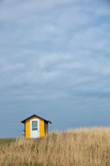 Grey house in a land