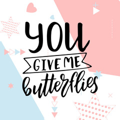 Fototapeta premium Hand drawn poster with love elements. Brush calligraphy. Happe Valentines Day. Vector illustration