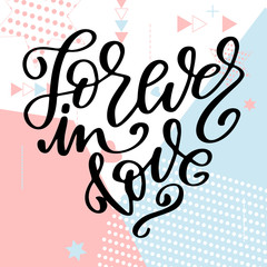 Hand drawn poster with love elements. Brush calligraphy. Happe Valentines Day. Vector illustration