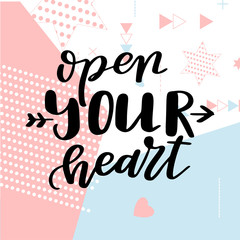 Obraz premium Valentine Day poster. Hand drawn poster or card. Love messages. handwritten calligraphy tex. Vector illustration