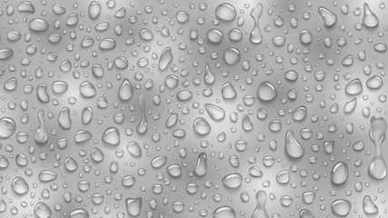 Background of water drops of different shapes with shadows in gray colors