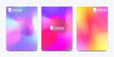 Obraz na płótnie Canvas Modern vector template for brochure, leaflet, flyer, cover, catalog in A4 size. Abstract fluid 3d shapes vector trendy liquid colors backgrounds set. Colored fluid graphic composition illustration.