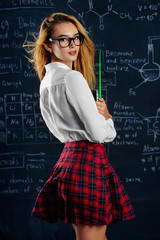 girl in checkered skirt
