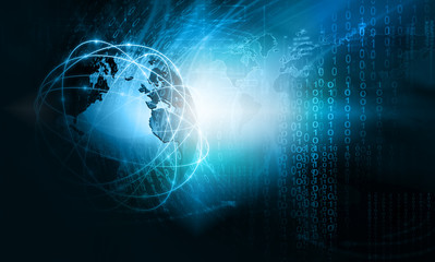 Best Internet Concept of global business. Globe, glowing lines on technological background. Wi-Fi, rays, symbols Internet, 3D illustration