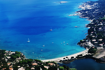 Fototapeta na wymiar aerial View of coast of San Teodoro, Sardinia
