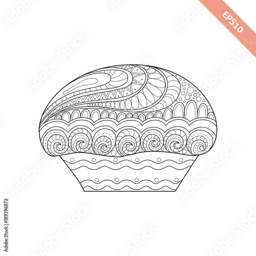 Cartoon Hand Drawn Cupcake With Fl Doodle Ornament Coloring Cartoon Hand Drawn Cupcake With Fl Doodle Ornament Coloring Page Book Ornate Black Line