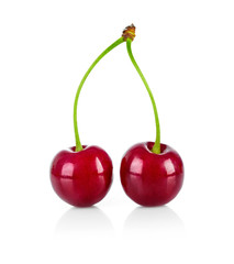 Fresh berry cherry at branch healthy food fruit, isolated