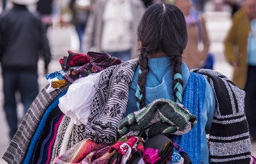 Indigenous street seller on San Cristobal, Chiapas, Mexico