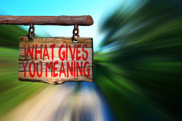 What gives you meaning motivational phrase sign