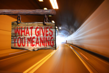 What gives you meaning motivational phrase sign