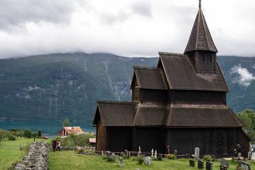 Fototapeta na wymiar Älteste Stabkirche in Urnes, Norwegen