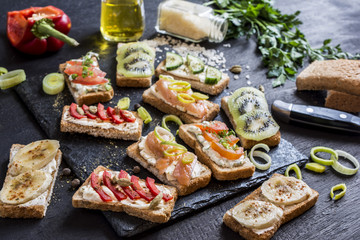 set of healthy foods