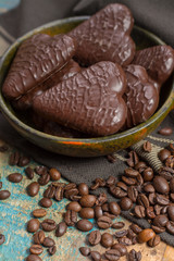 Traditional Polish pierniki, chocolate gingerbread