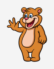 Bear good bye animal cartoon character good use for symbol, logo, web icon, mascot, sign, sticker, or any design you want.