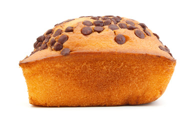 Top View of a Chocolate Chip Muffin Isolated on a White Background