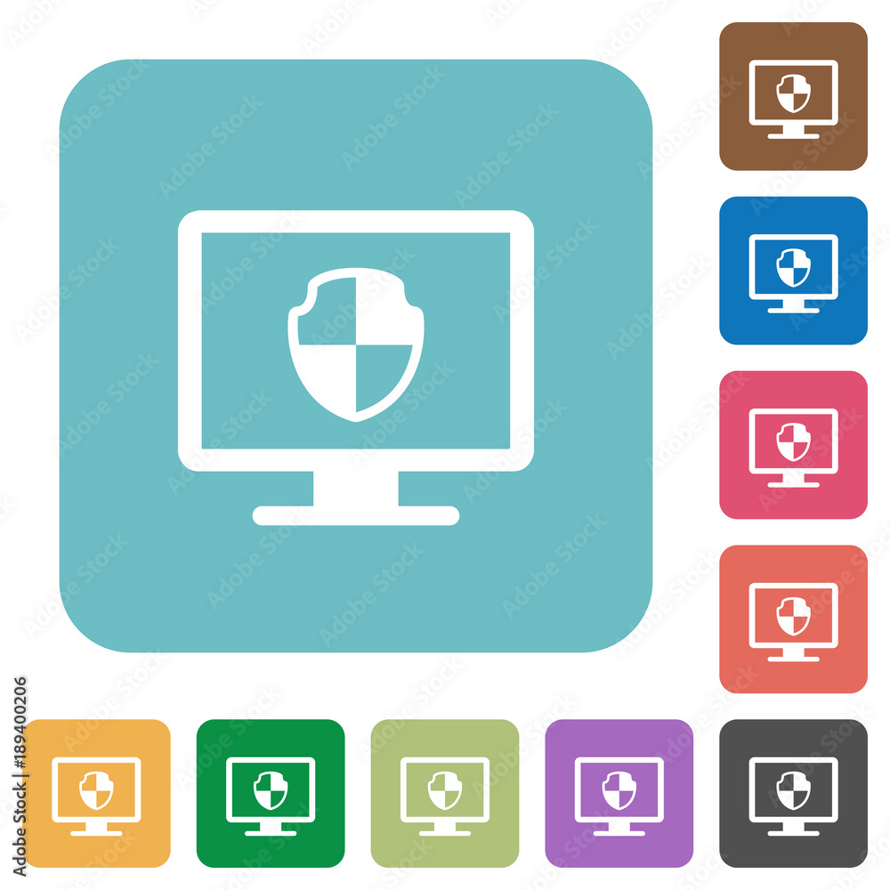 Poster computer security rounded square flat icons