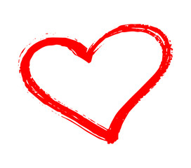 Vector red heart shape. Hand drawn heart frames and stamps. Grange red brush painting isolated on white background for Valentine's Day design.