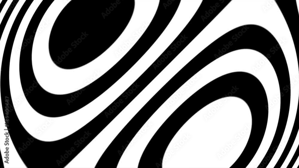 Poster abstract cgi motion graphics and animated background with white and black figures. hypnotic spiral i