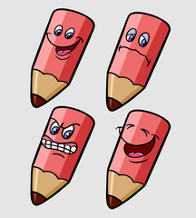Pencil emoticon icon cartoon character expression, good use for symbol, logo, web icon, mascot, sticker, or any design you want.