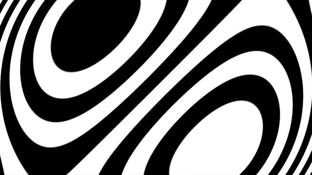 Abstract CGI motion graphics and animated background with white and black figures. Hypnotic spiral illusion seamless looping. Hypnotic spiral illusion seamless looping