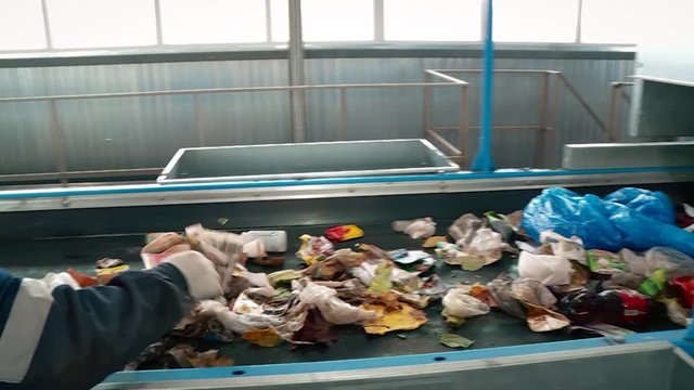 Processing of waste, garbage. Urban landfill. Sorting. Montain garbage. Ecology.
