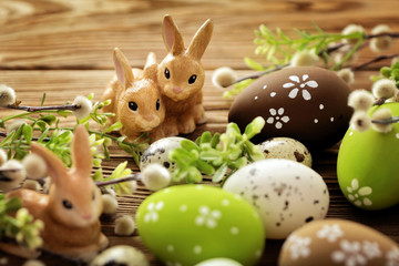 easter eggs and flowers