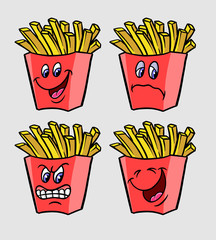 Friend fries emoticon icon expression cartoon character, good use for symbol, logo, web icon, mascot, sticker, or any design you want.