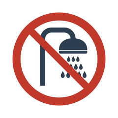 No shower sign on white background.
