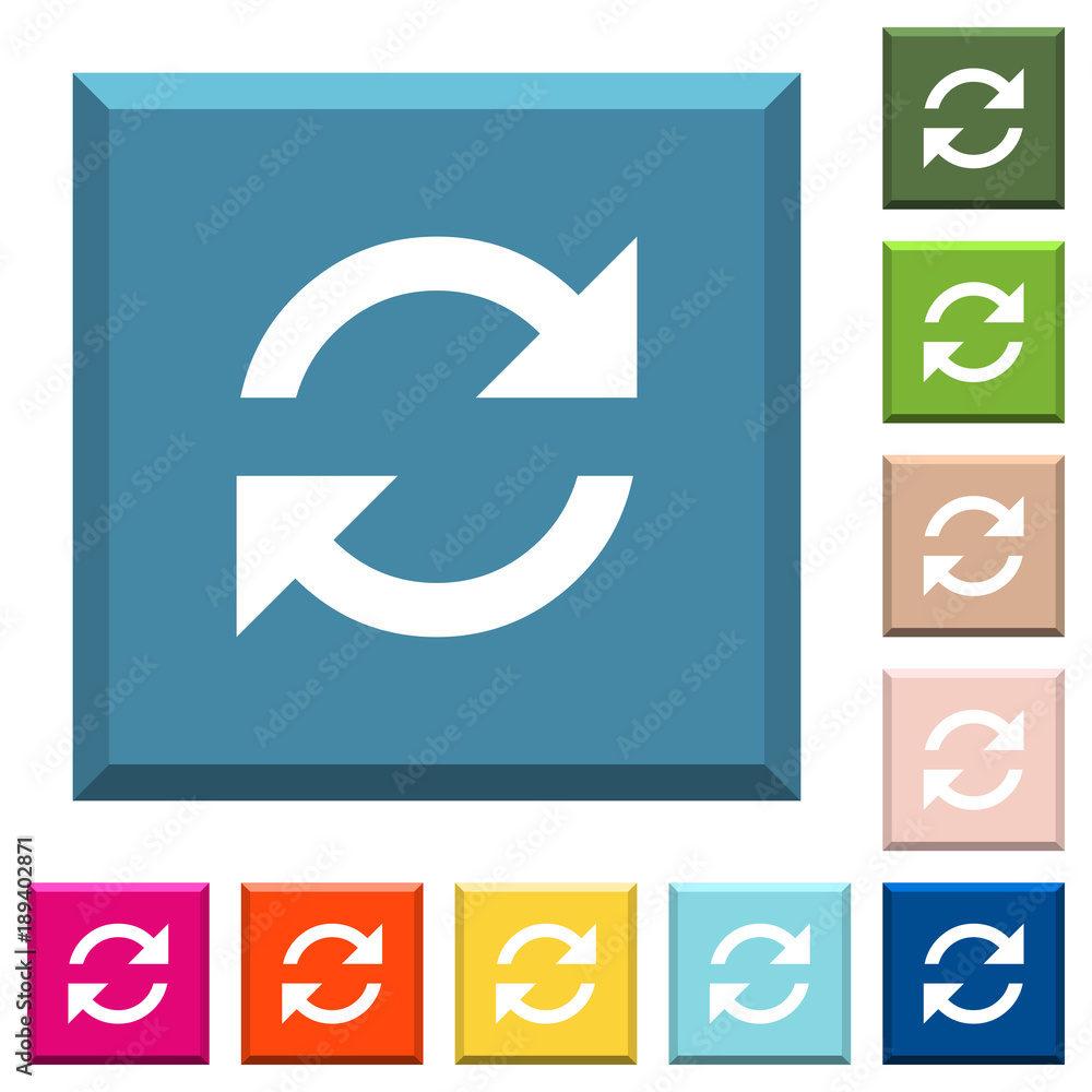 Poster refresh arrows white icons on edged square buttons