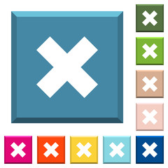Obraz premium Cancel white icons on edged square buttons