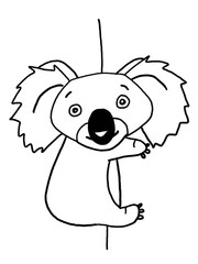 cute koala climbing illustration drawing  black white coloring  © Serkan