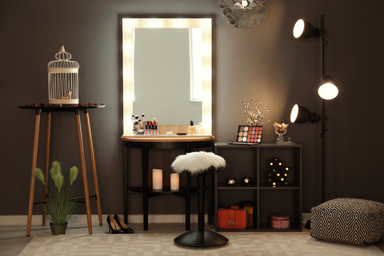 Interior of modern makeup room