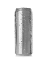 Aluminum can on white background