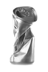 Crumpled empty can on white background