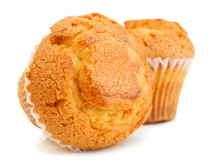 tasty muffin cake, isolated on white