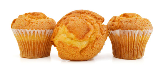 tasty muffin cake, isolated on white