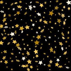 Gold stars on a black background. Vector illustration