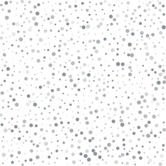 Abstract background of random falling silver dots on white. Hand drawn by markers confetti pattern. Suitable for textile, wrapping design, greeting cards etc. Vector illustration.