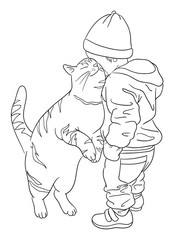 Cute kid line art 04. Good use for symbol, logo, web icon, mascot, sign, coloring book, or any design you want.