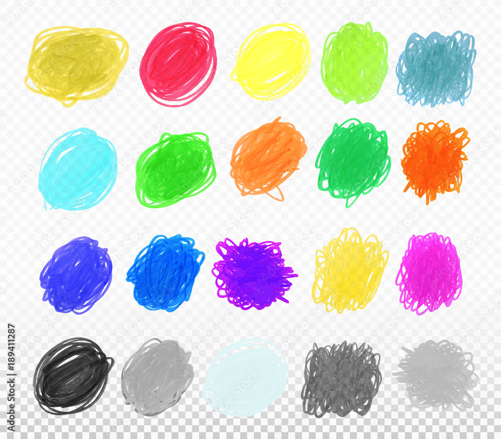 Poster set of color circles banners drawn with markers. stylish highlight elements for design. vector highl