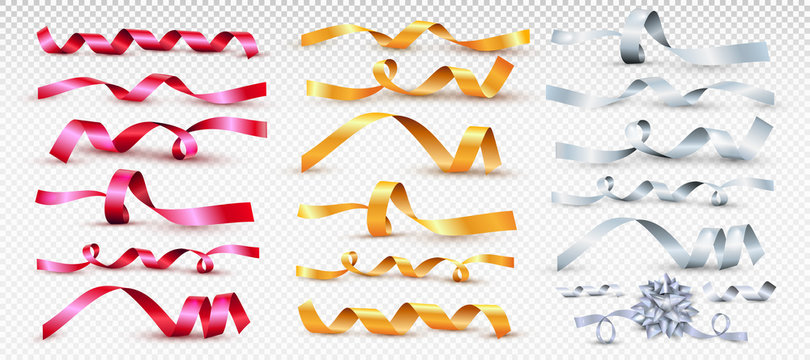 Vectorized Drawing Four Colored Ribbons Stock Illustration