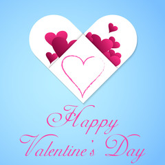 Happy Valentines Day heart typography poster with handwritten text paper design for cards.