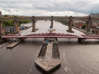 Newcastle swing and High Level road-rail bridge