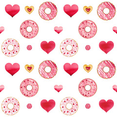 Valentines Day with donuts ,hearts and cookies